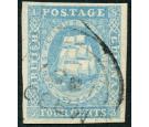 SG20. 1855 4c Pale blue. Very fine used with beautiful colour...