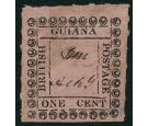 SG117. 1862 1c Black on rose. Superb fresh mint...