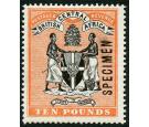 SG41s. 1896 £10 Black and orange. 'SPECIMEN'. Superb fresh mint