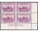 SG O189. 1950 $1 Purple. Choice brilliant fresh U/M corner block
