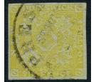 SG3. 1851 6d Yellow. Choice used with 'EXPRESS MAIL' cancel...