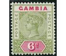 SG43a. 1898 6d Olive-green and carmine. Malformed 'S'. Brilliant