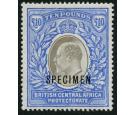 SG67s. 1903 £10 Grey and blue. 'SPECIMEN'. Very fine fresh mint
