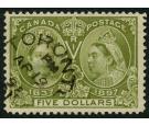 SG140. 1897 $5 Olive-green. Superb fine well centred used...