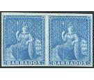 SG23a. 1861 (1d) Blue. 'Imperforate Pair'. Brilliant fresh unuse