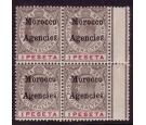 SG22. 1905 1p Black and carmine. Superb fresh mint block...