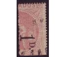 SG86. 1878 1d on half 5/- Dull rose. Choice used...