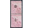SG37b. 1880 '3' on 3d Pale dull rose. "Se-tenent pair'. Very f
