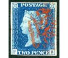 1840 2d Blue. Plate 2. Lettered F-B. 'Red M.X.'. Superb fine use