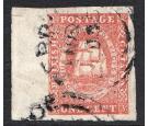 SG11. 1853 1c Vermilion. Sheet marginal used...