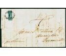 SG4b. 1854 (2d) Greyish slate "BISECT". Entire to Bermuda...