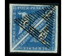 SG4a. 1853 4d Blue. Gorgeous used pair with very large margins..