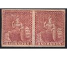 SG25a. 1861 (4d) Dull rose-red. 'Imperforate pair'. Superb mint.