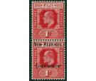 SG2a. 1908 1d Red. 'Overprint Omitted, In Pair with Normal'. A b