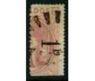 SG86. 1878 1d on half 5/- Dull rose. 'Bisect'. Superb used with.