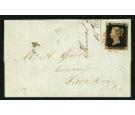 1840. 1d Intense Black. Plate 1b. Lettered A-F. Very fine used o