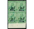 SG M34. 1915 1/2a Light green. Superb fine used sheet...
