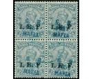 SG M33. 1915 3p Grey. Superb fine used block of four...