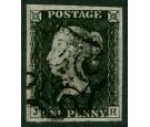 1840. 1d Intense Black. Plate 4. Lettered J-H. Lovely used examp