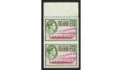 SG64a. 1939 2 1/2d Magenta and sage-green. 'Imperforate Between'