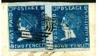 SG40. 1859 2d Deep blue. 'SHERWIN' Pair On Cover...