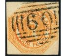 SG11. 1854 4d Dull orange. Superb fine used...