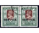 SG O27. 1939 10r Brown and myrtle. Superb fine used pair...