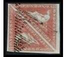 SG3. 1853 1d Brick-red. Superb used pair with lovely colour...