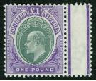 SG32. 1906 £1 Green and violet. A brilliant fresh mint marginal