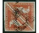 SG3. 1853 1d Brick-red. A beautiful fine used pair...